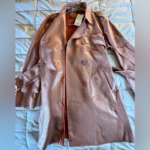 NWT Solitaire double breasted coral and silver spring jacket. Women’s size L. - Picture 6 of 10